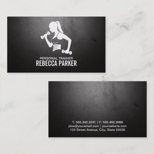 Persoonlijke Training Fitness Vrouw met Dumbbells Visitekaartje (Voorkant / Achterkant)