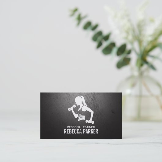 Persoonlijke Training Fitness Vrouw met Dumbbells Visitekaartje (Staand voorkant)