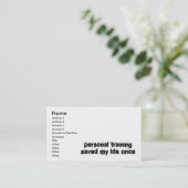 Persoonlijke training heb mijn leven één keer gere visitekaartje (Staand voorkant)