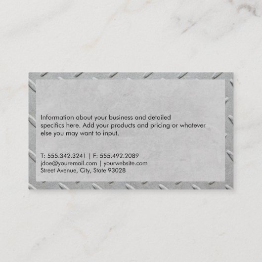 Persoonlijke trainingsapparatuur | Metaalgrens Visitekaartje (Achterkant)