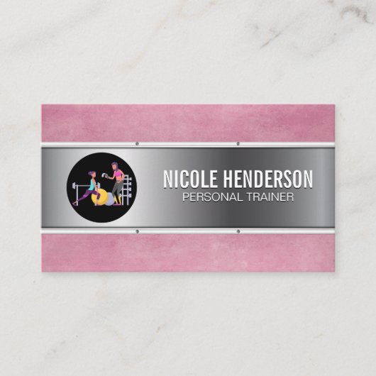 Persoonlijke trainingssessie | Metal Pink Grunge Visitekaartje (Voorkant)