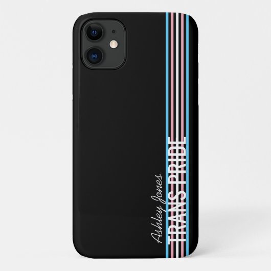 Persoonlijke Trans Pride Strepen LGBT Op Maat Gema Case-Mate iPhone Case (Achterkant)