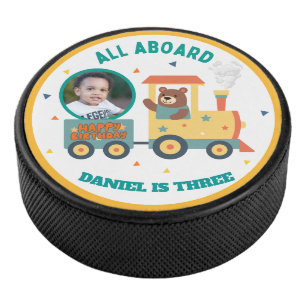 Persoonlijke Trein Verjaardagsfoto voor Kinderen Hockey Puck