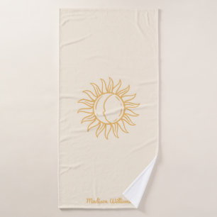 Persoonlijke Trendy Boho Mystical Yellow Sun Moon Badhanddoek