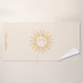 Persoonlijke Trendy Boho Mystical Yellow Sun Moon Badhanddoek (Badhanddoek)