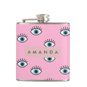 Persoonlijke Trendy Boze Oog Pop Art Patroon Fles Heupfles