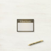 Persoonlijke Trendy Tan en zwarte korrel Post-it® Notes (Op bureau)