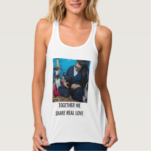 Persoonlijke trendy witte kat moeder familie huisd tanktop