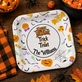 Persoonlijke Trick or Treat Schattige Halloween Papieren Bordje