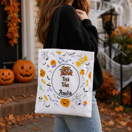 Persoonlijke Trick or Treat Schattige Halloween Tote Bag
