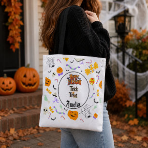 Persoonlijke Trick or Treat Schattige Halloween Tote Bag