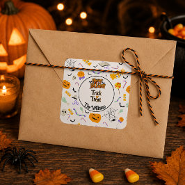 Persoonlijke Trick or Treat Schattige Halloween Vierkante Sticker