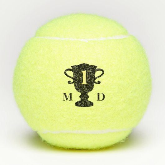 Persoonlijke trofee beker aangepaste monogram set  tennisballen (Voorkant)