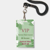 Persoonlijke Tropical Beach Party VIP-toegangsbadg Badge (Voorzijde met lanyard)