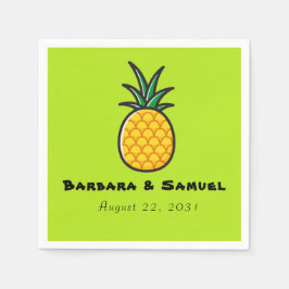 Persoonlijke tropische ananas-huwelijksservetten servet