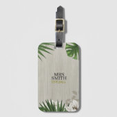 Persoonlijke Tropische Bladeren Aangepaste Naam en Bagagelabel (Voorkant (verticaal))