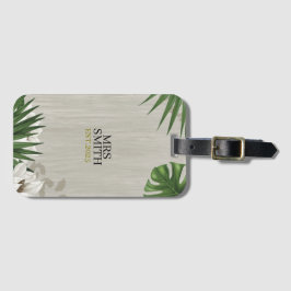 Persoonlijke Tropische Bladeren Aangepaste Naam en Bagagelabel