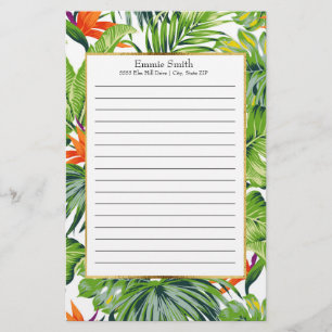 Persoonlijke Tropische Bladeren Oranje Bloemen Briefpapier