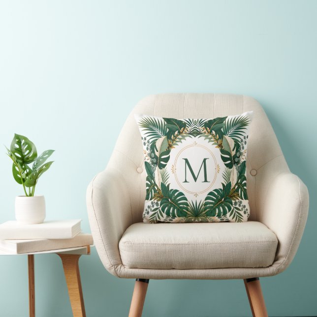 Persoonlijke Tropische Botanische Monogram Krans K Kussen (Stoel)