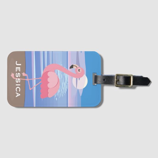 Persoonlijke tropische eilanden Flamingo Bagagelabel (Voorkant (horizontaal))