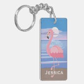 Persoonlijke tropische eilanden Flamingo Sleutelhanger (Voorkant Links)