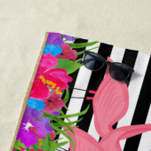 Persoonlijke tropische flamingo's en stripes strandlaken (In situ)