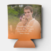 Persoonlijke Tropische Oranje Beach Weddenfoto Blikjeskoeler (Achterkant)