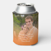 Persoonlijke Tropische Oranje Beach Weddenfoto Blikjeskoeler (Blikje Achterkant)