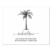 Persoonlijke tropische palmboom modern script rubberstempel (Afrduk)