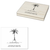 Persoonlijke Tropische Palmboom Moderne Script Rubberstempel (Gestempeld)