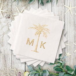 Persoonlijke Tropische Palmboom Monogram Folie Servetten