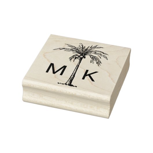 Persoonlijke Tropische Palmboom Monogram Rubberstempel (Stempel)