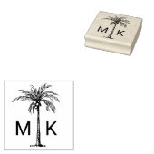 Persoonlijke Tropische Palmboom Monogram Rubberstempel (Gestempeld)