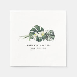 Persoonlijke Tropische Saliegroene Monstera Trouwd Servet