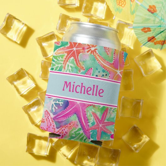 Persoonlijke Tropische Zeester Zomerstrand Blikjeskoeler (Insitu Zomer)