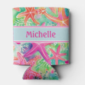 Persoonlijke Tropische Zeester Zomerstrand Blikjeskoeler (Achterkant)