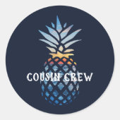Persoonlijke Tropische Zonsondergang Ananas Ronde Sticker (Voorkant)