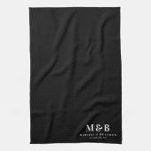 Persoonlijke Trouw Monogram Initiaal Zwart Theedoek (Verticaal)