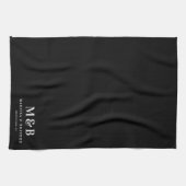 Persoonlijke Trouw Monogram Initialen Zwart Theedoek (Horizontaal)