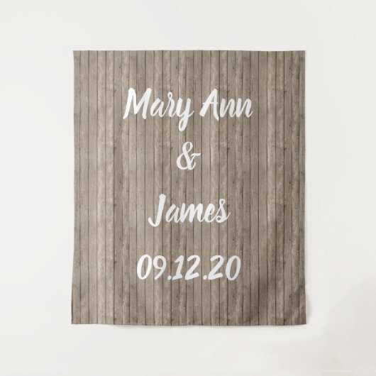 Persoonlijke Trouwachtergrond Houten Achtergrond Wandkleed (Voorkant)