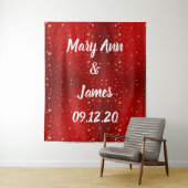 Persoonlijke Trouwachtergrond Rood Gouden Lichten Wandkleed (In situ)