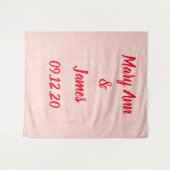 Persoonlijke trouwachtergrond roze gouden lichten wandkleed (Voorkant (horizontaal))