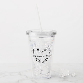 Persoonlijke Trouwdag Botanische Hart Aangepaste T Acryl Drinkbeker