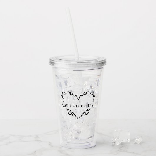 Persoonlijke Trouwdag Botanische Hart Aangepaste T Acryl Drinkbeker (Voorkant ijs)