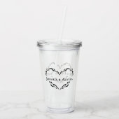 Persoonlijke Trouwdag Botanische Hart Aangepaste T Acryl Drinkbeker (Achterkant)