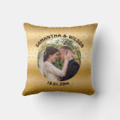 Persoonlijke Trouwdag | Glitterende Gouden Achterg Kussen (Achterkant)