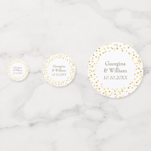 Persoonlijke trouwdag Gouden Harten Confetti (Voorkanten)