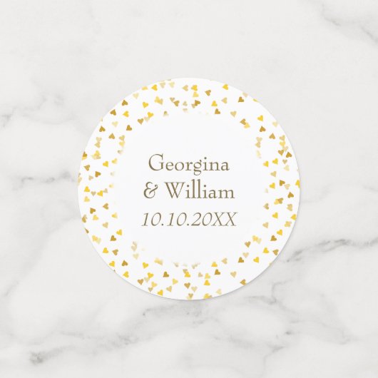 Persoonlijke trouwdag Gouden Harten Confetti (Kleine voorkant)
