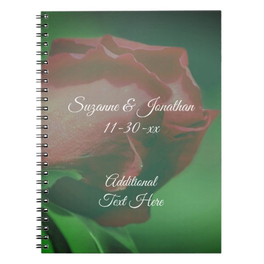Persoonlijke Trouwdag Rode Roosknop Bloem Notitieboek (Voorkant)