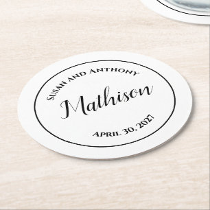 Persoonlijke Trouwdrank Ondersetters met Cirkelont Ronde Kartonnen Onderzetter